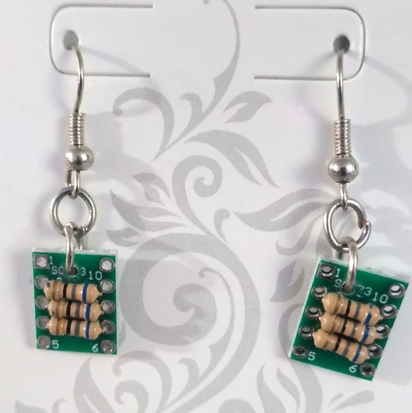 Wearable Tech diode circuit board earrings - Picture 2 of 6